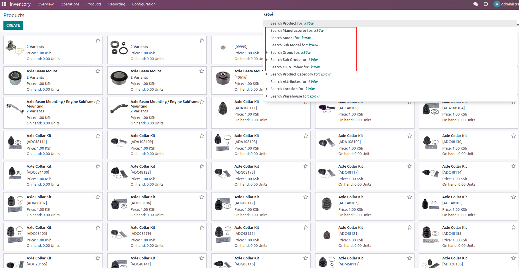 Automotive product search