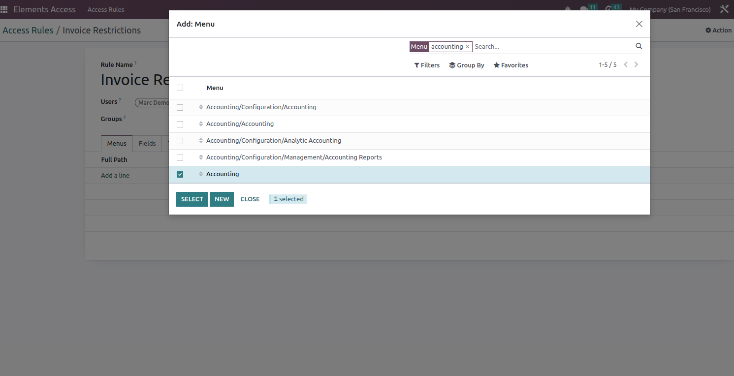 Hide Menu Configuration
