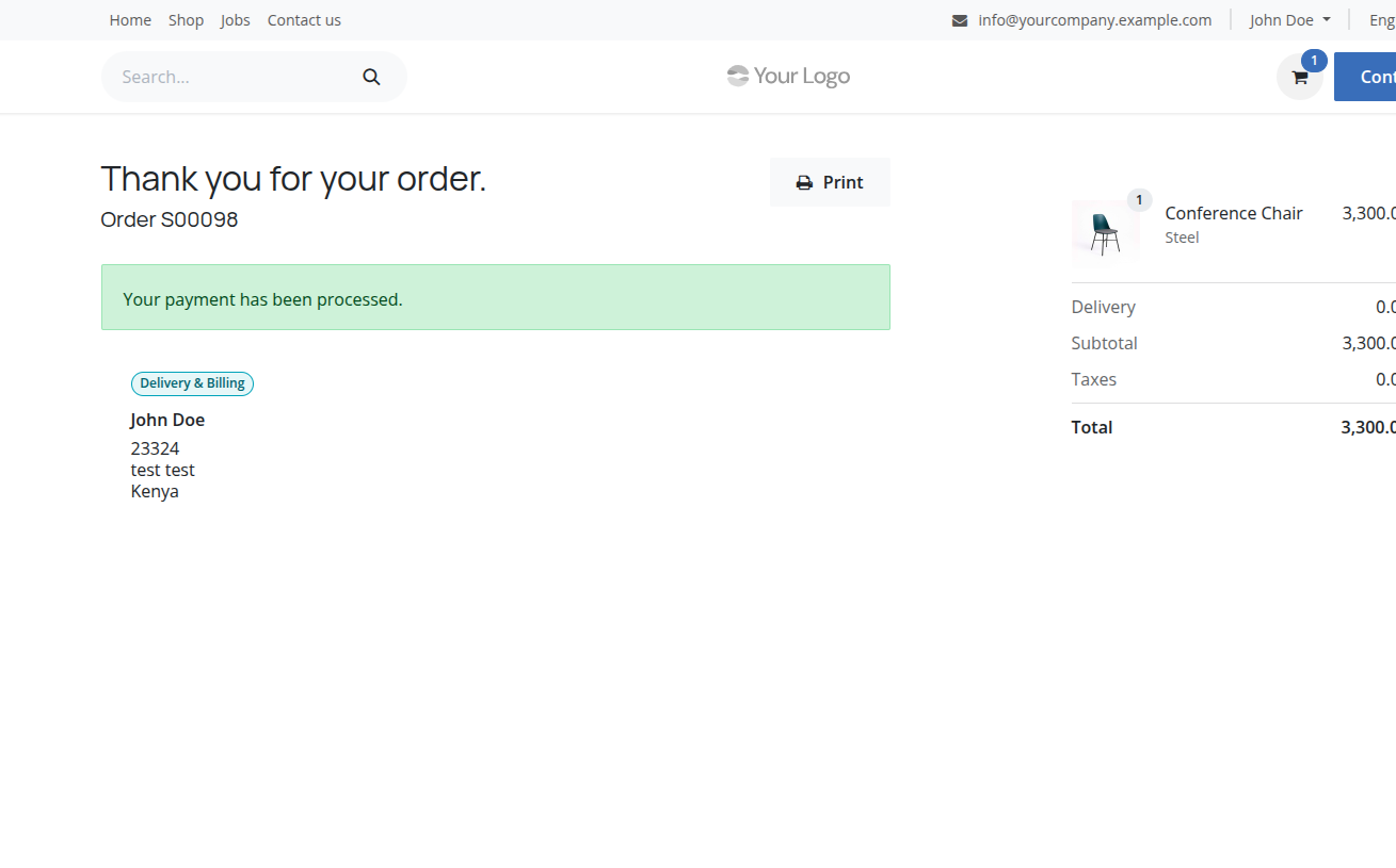 Ecommerce Payment Successful