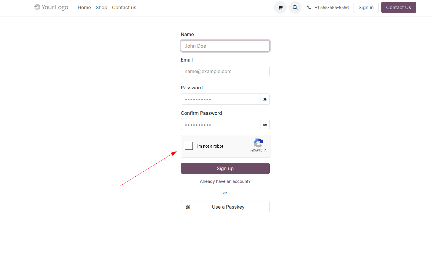 reCAPTCHA widget
