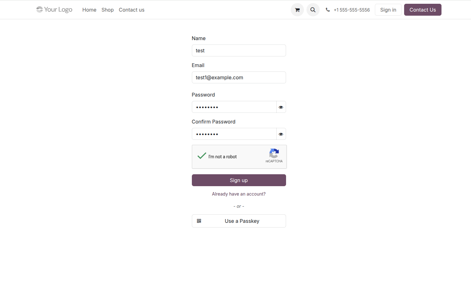 reCAPTCHA widget