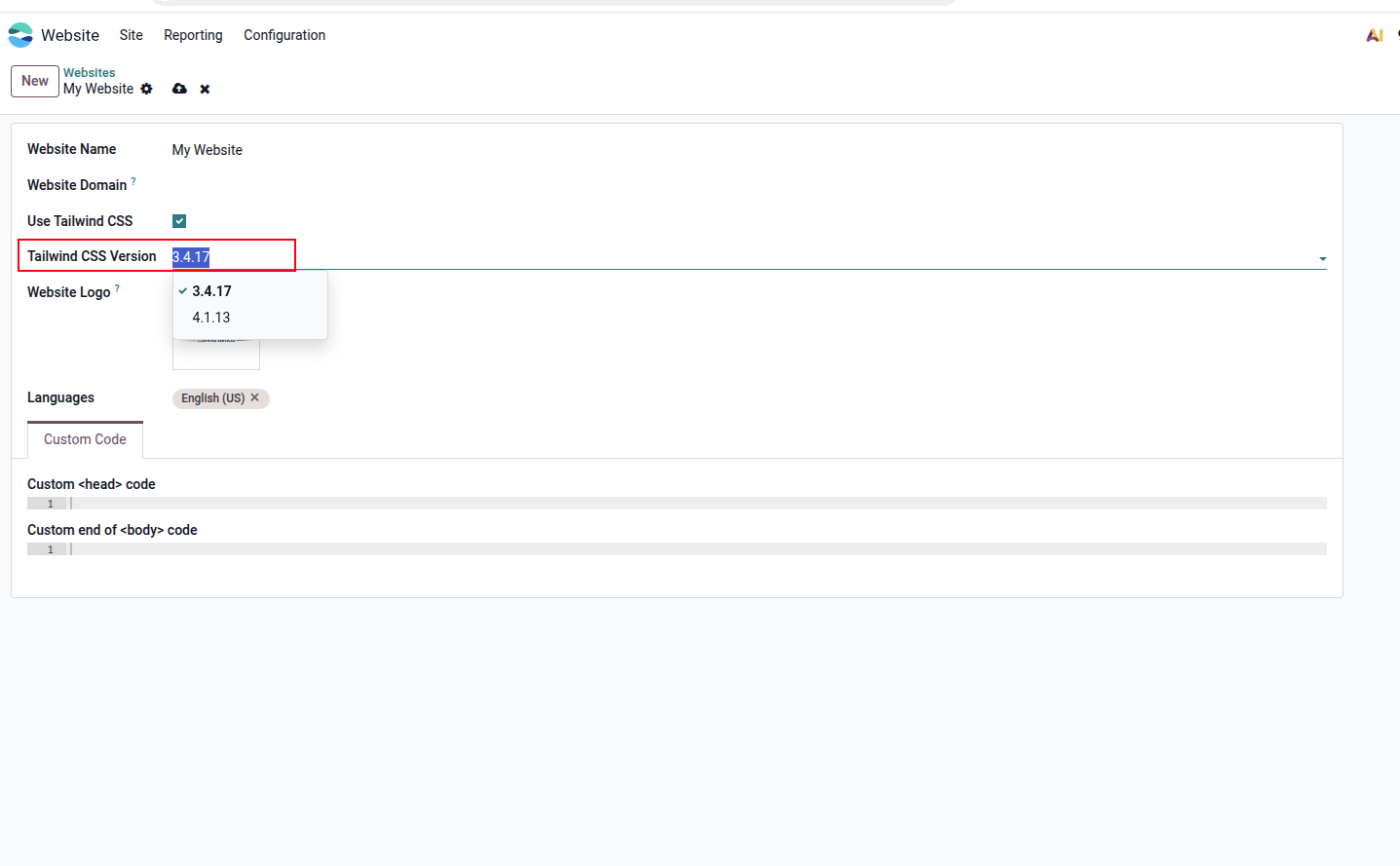 Select the Tailwind CSS version