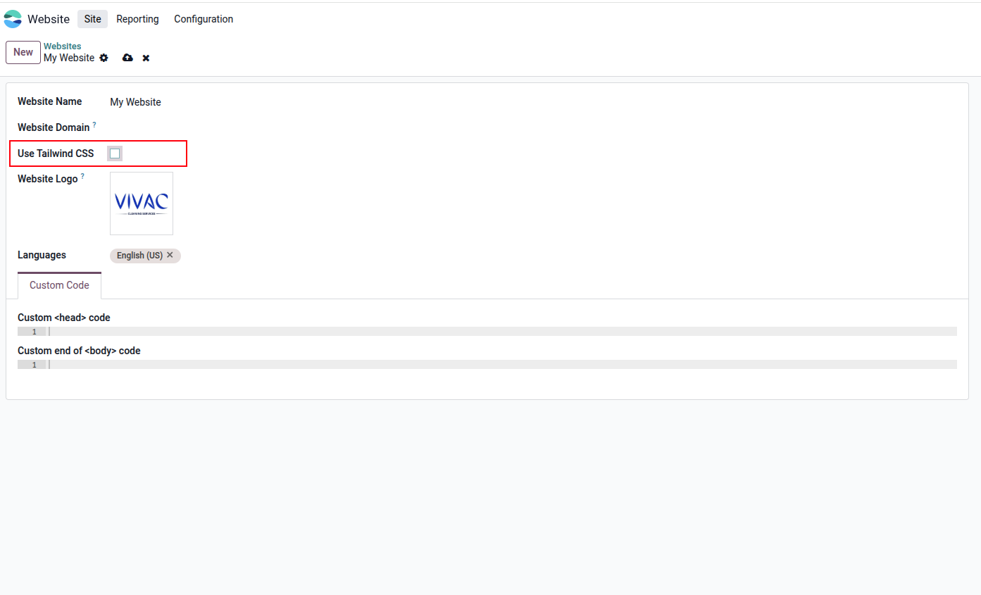 Enable Tailwind CSS on the Website Form